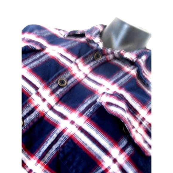 Jach's Vintage Men's Red Blue Plaid Flannel Cotton Long-Sleeve Top Shirt L. - Picture 2 of 12